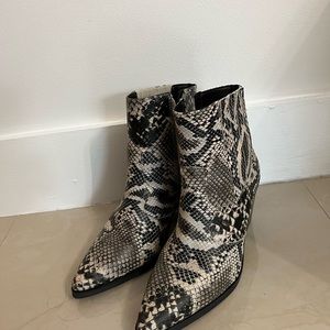 Snake print ankle boots